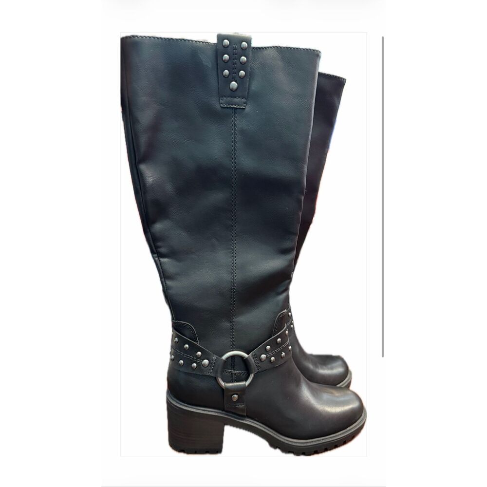 Frye Adriane Harness Biker Black Boots Women’s Size 8.5 NEW TAGS vegan leather K - Picture 7 of 7